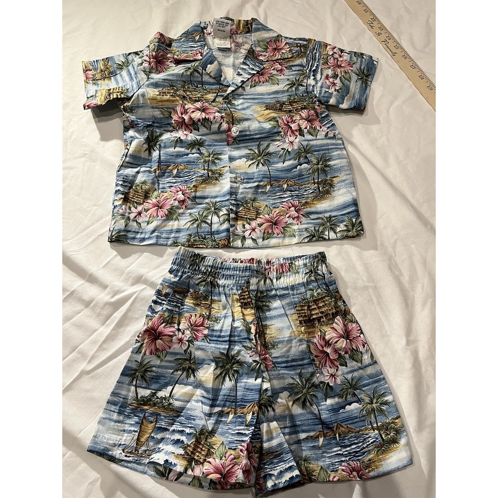 Nui Nalu Boys 4T Hawaii Tropical Surf Hawaiian Shirt Short Set 1261 USA